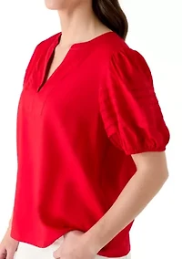 Women's Short Sleeve Notch Neck Top