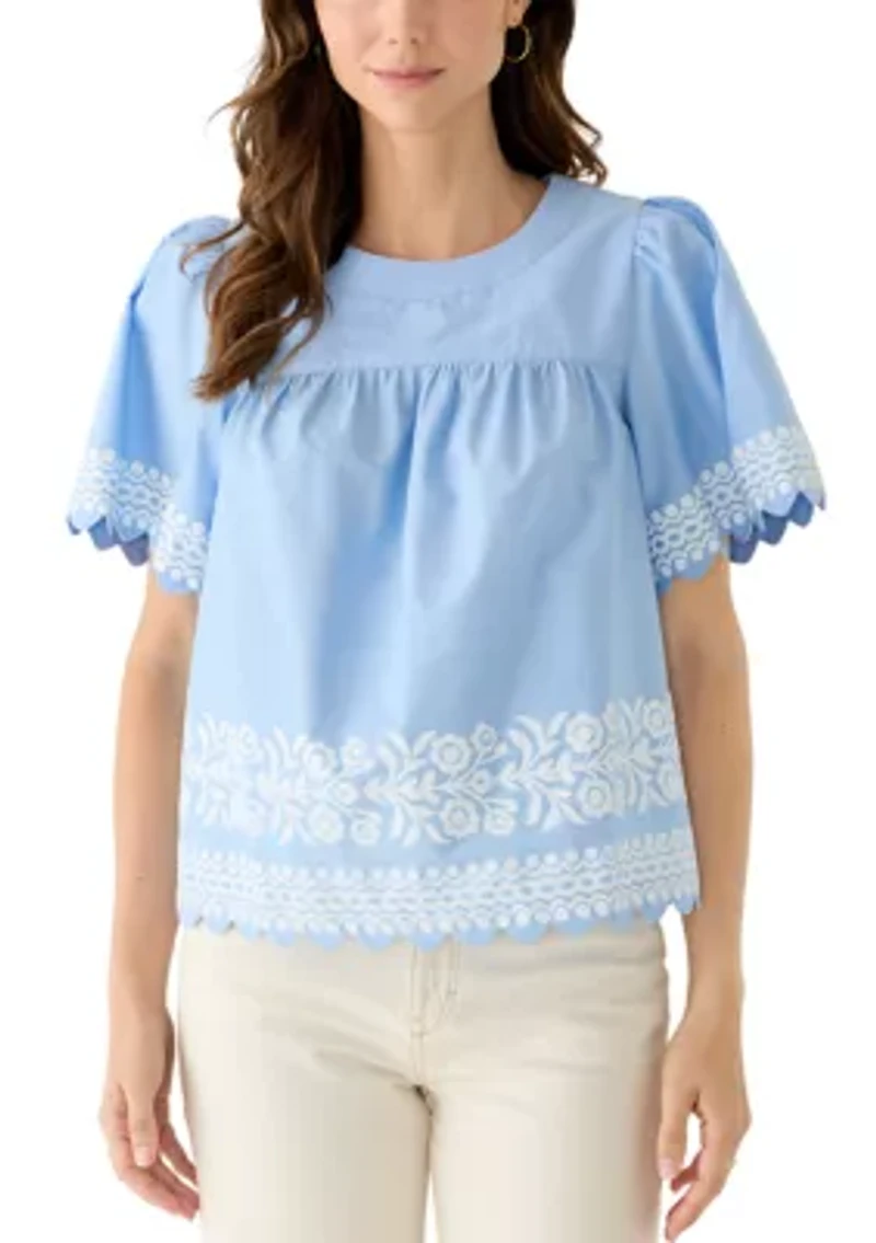Women's Print Scallop Top