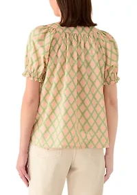 Women's Short Sleeve Print Peasant Top