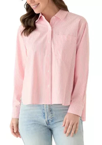 Women's Long Sleeve Poplin Button Up Shirt
