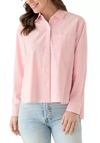 Women's Long Sleeve Poplin Button Up Shirt