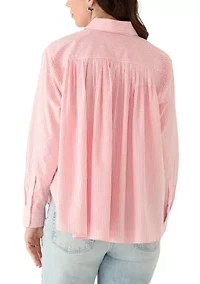 Women's Long Sleeve Poplin Button Up Shirt