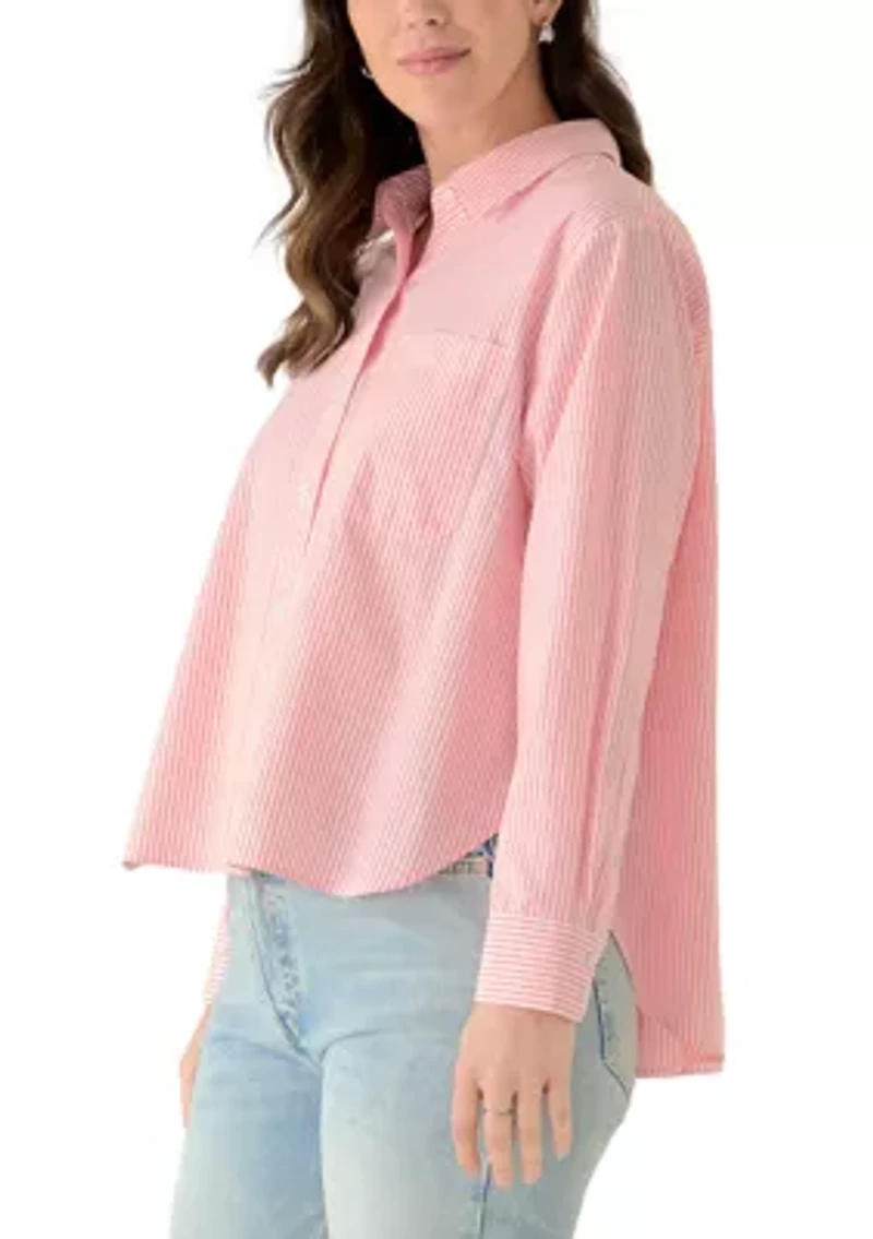 Women's Long Sleeve Poplin Button Up Shirt