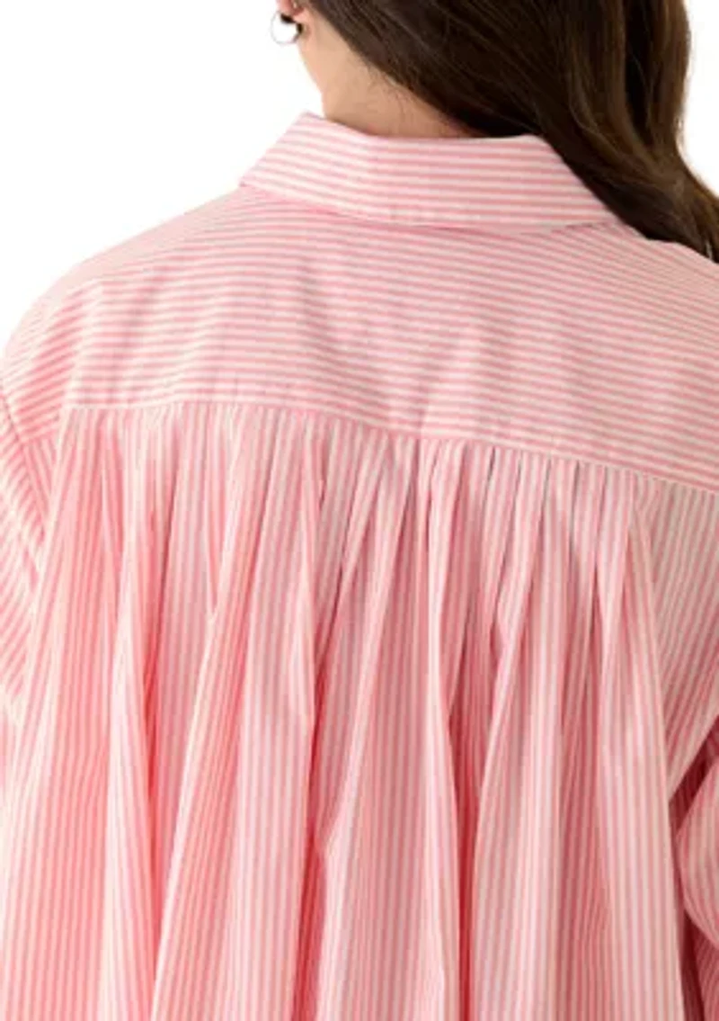 Women's Long Sleeve Poplin Button Up Shirt