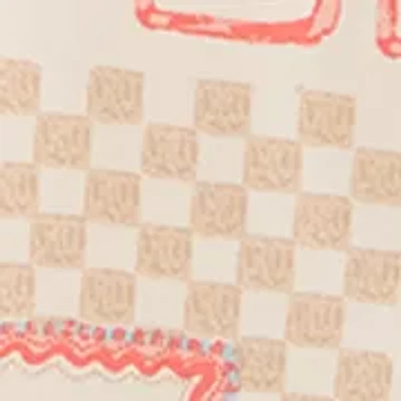 Women's Short Sleeve Print Ruffle Neck Top