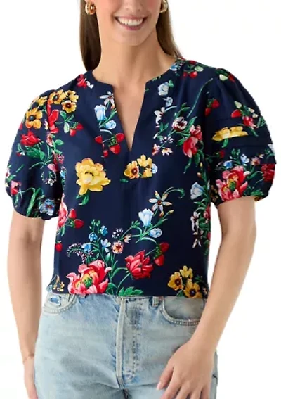 Women's Notch Neck Print Top