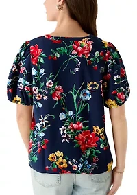 Women's Notch Neck Print Top