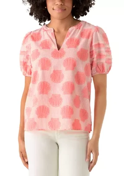 Women's Short Sleeve Notch Neck Top