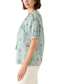 Women's Elbow Sleeve Tassel Peasant Top