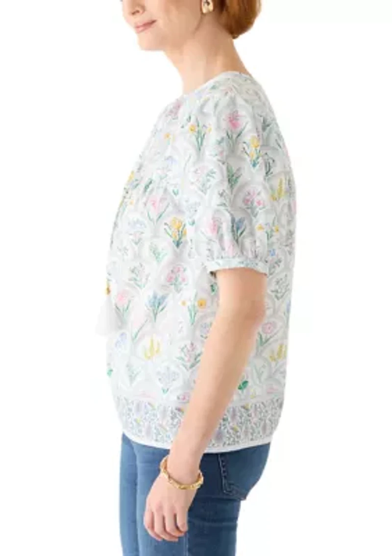 Women's Short Sleeve Peasant Shirt