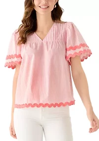 Women's Short Sleeve Ric Rac Top