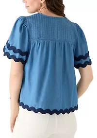 Women's Short Sleeve Ric Rac Top