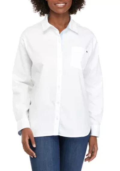 Petite Long Sleeve Oxford Boyfriend Shirt