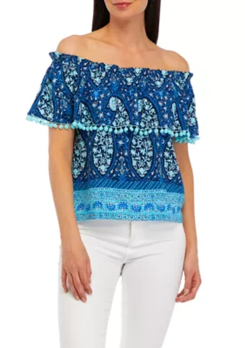 Petite Pom Trim Top