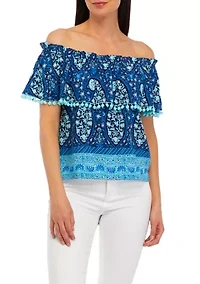 Petite Pom Trim Top