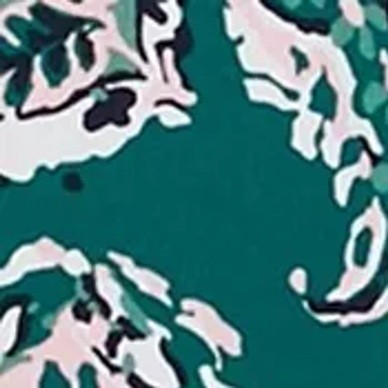 Petite 3/4 Sleeve Ruffle Neck Printed Top