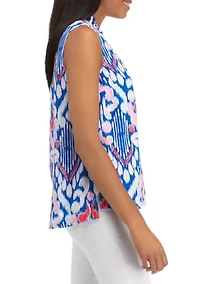 Petite Ruffle V-Neck Linen Top