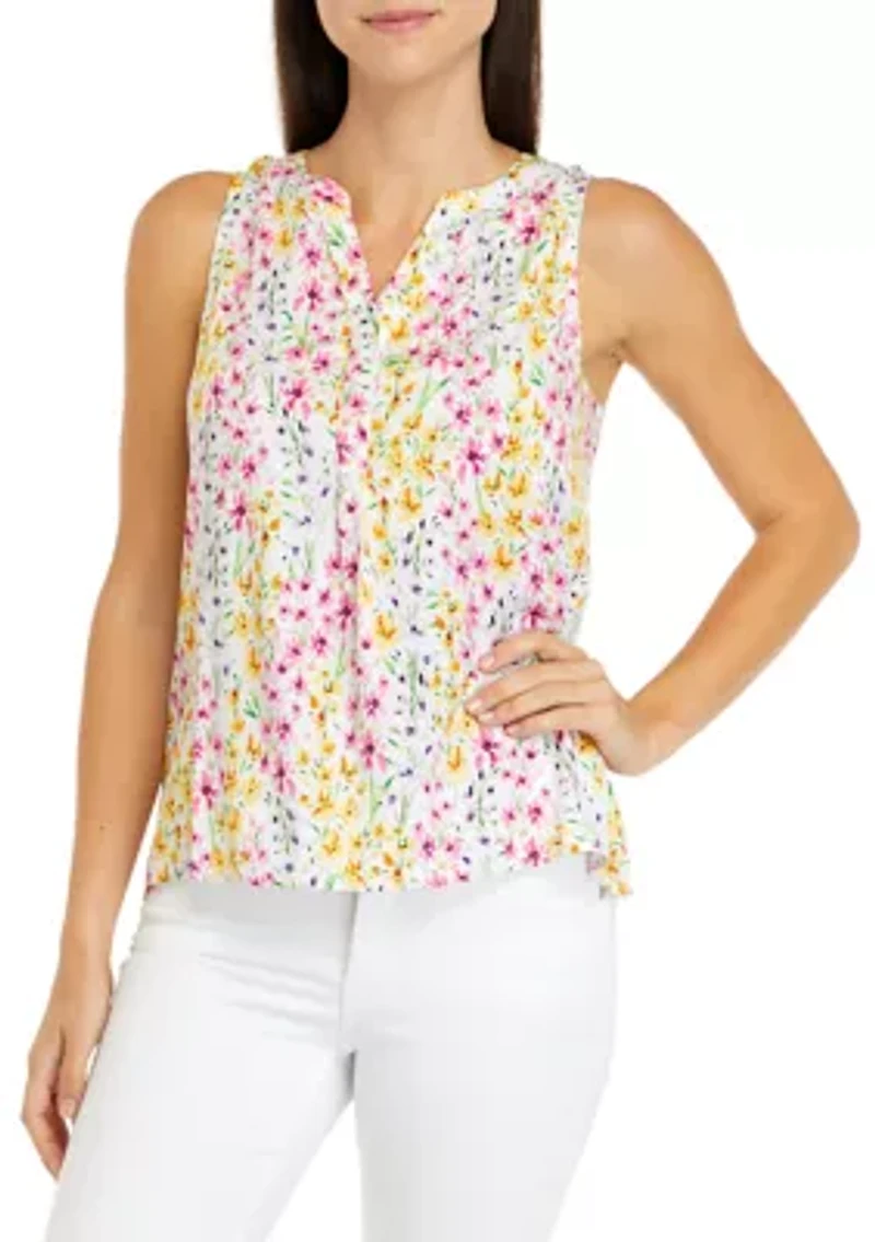 Petite Sleeveless Peasant Top