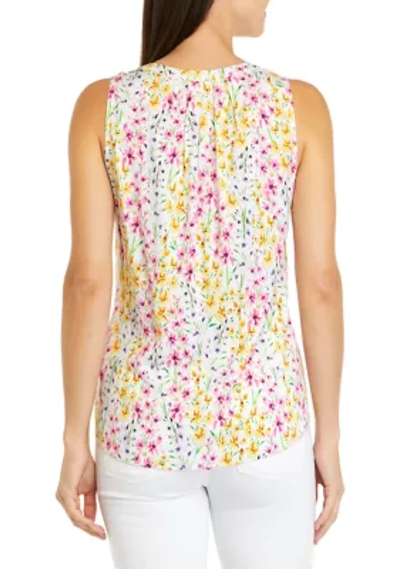 Petite Sleeveless Peasant Top