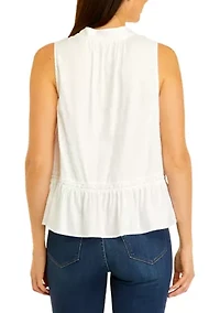 Petite Sleeveless Crochet Peasant Top