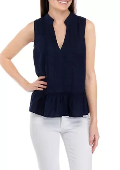 Petite Sleeveless Trim Peasant Top