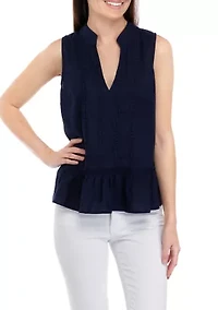 Petite Sleeveless Trim Peasant Top