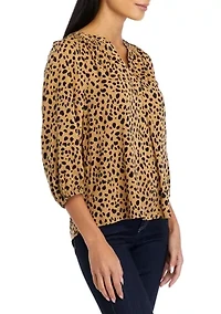 Petite Printed Peasant Blouse