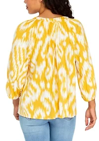 Petite 3/4 Sleeve Peasant Top