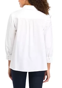 Petite 3/4 Sleeve Button Down Shirt