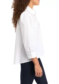 Petite 3/4 Sleeve Button Down Shirt