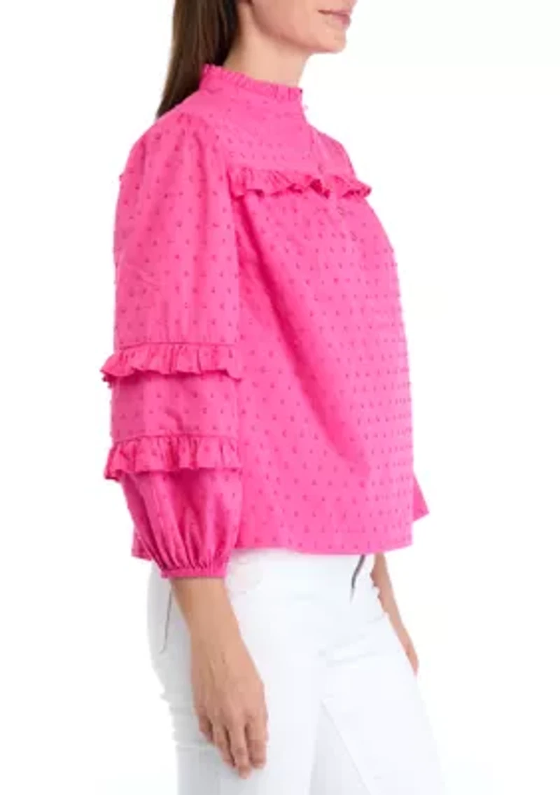 Petite Long Sleeve Ruffle Top