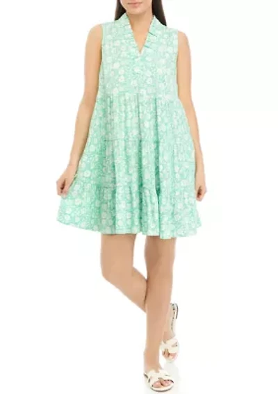 Petite Sleeveless Ruffle Neck Dress