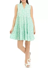 Petite Sleeveless Ruffle Neck Dress