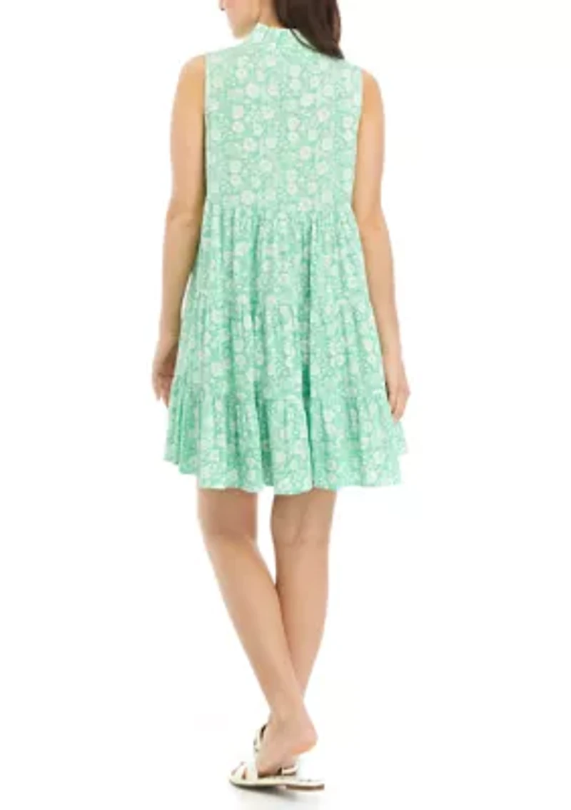 Petite Sleeveless Ruffle Neck Dress