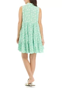 Petite Sleeveless Ruffle Neck Dress