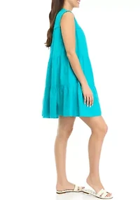 Petite Sleeveless Smocked Peasant Dress