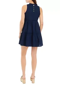 Petite Sleeveless Ruffle Neck Dress