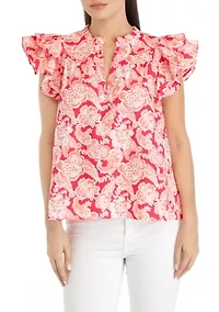 Petite Short Flutter Sleeve Top