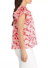 Petite Short Flutter Sleeve Top