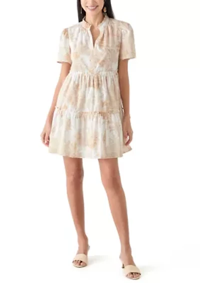 Petite Printed Peasant Dress