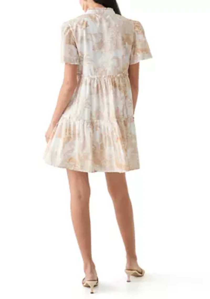 Petite Printed Peasant Dress