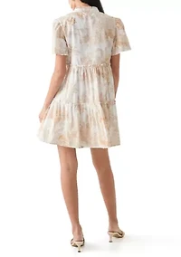 Petite Printed Peasant Dress