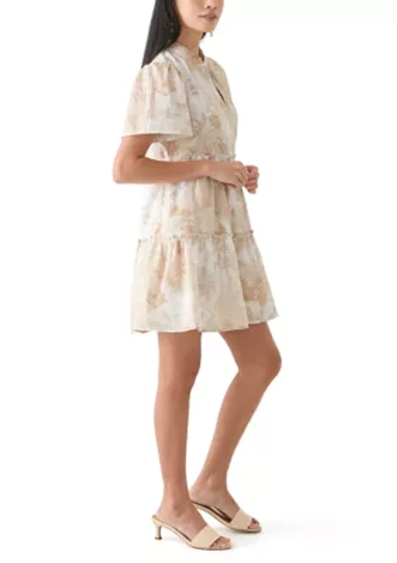 Petite Printed Peasant Dress
