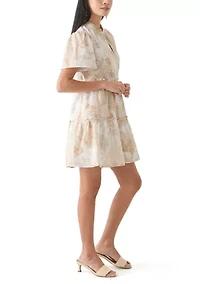 Petite Printed Peasant Dress