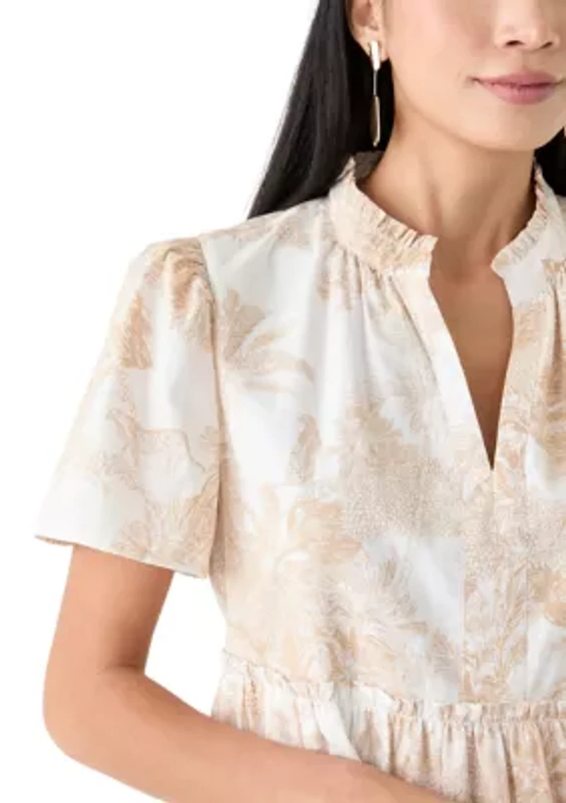 Petite Printed Peasant Dress