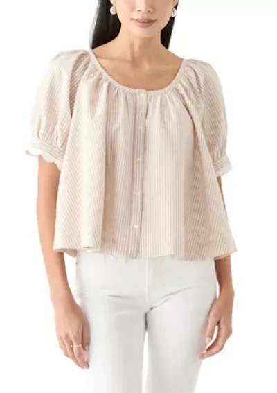 Petite Puff Sleeve Scalloped Top