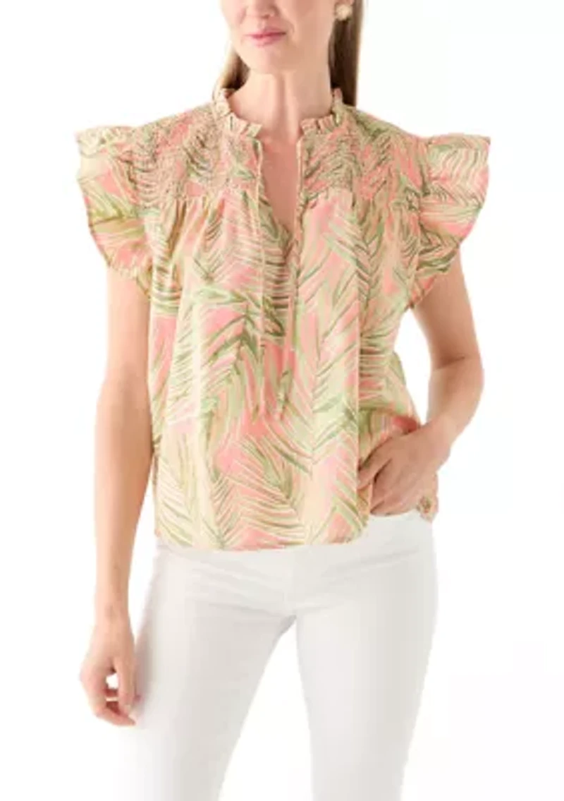 Petite Flutter Sleeve Printed Top