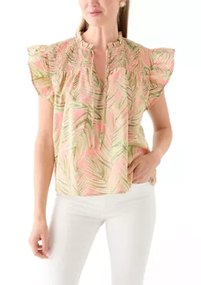 Petite Flutter Sleeve Printed Top