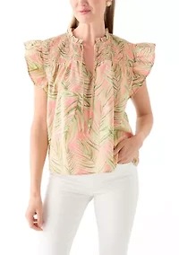 Petite Flutter Sleeve Printed Top