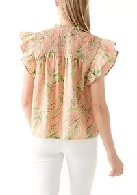 Petite Flutter Sleeve Printed Top